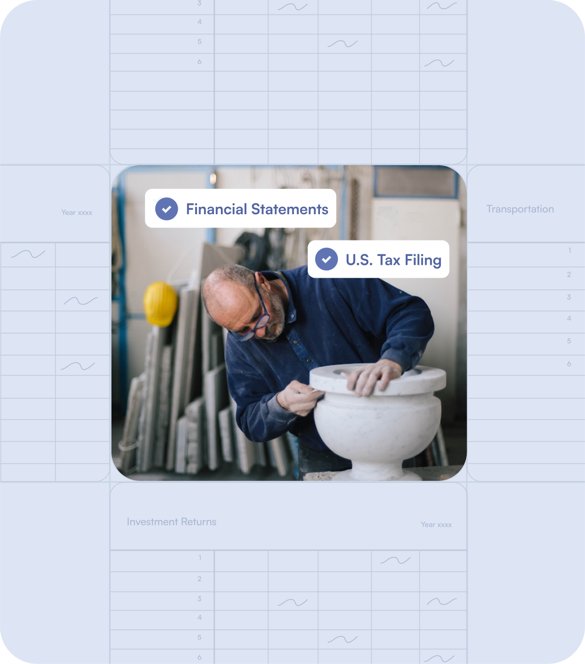 Artisan measuring marble vase